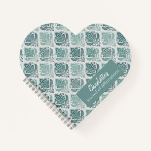 Cuaderno Personalized Modern Teal Nordic Damask