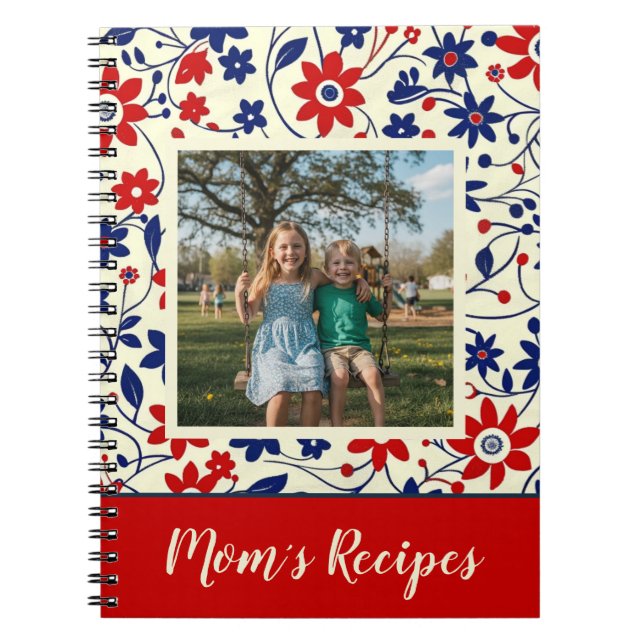 Cuaderno Personalized Mom Recipe Photo Floral (Frente)