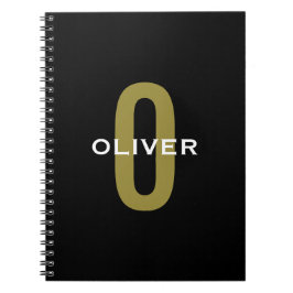 Cuaderno Personalized Monogram Black Gold White Name