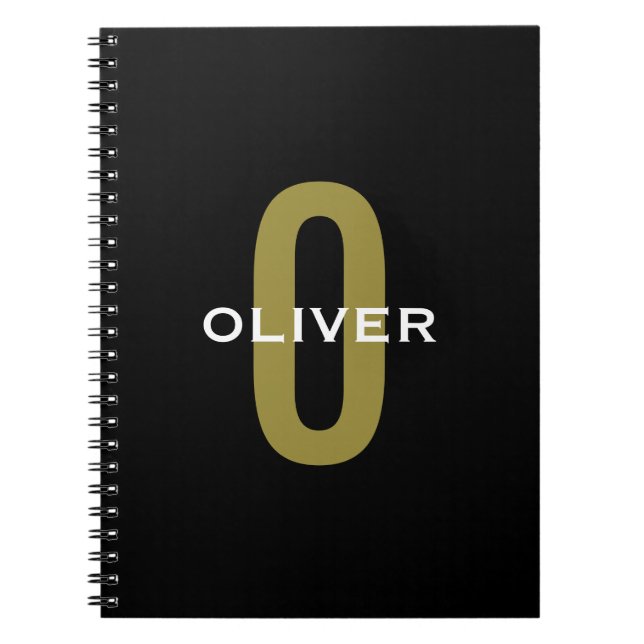 Cuaderno Personalized Monogram Black Gold White Name (Frente)