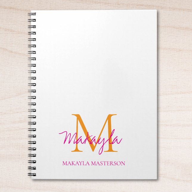Cuaderno Personalized Monogram Pink Script Name  (Subido por el creador)
