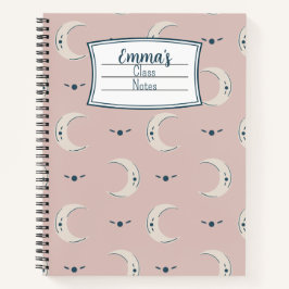 Cuaderno Personalized Moon Pattern Spiral Notebook 8.5x11