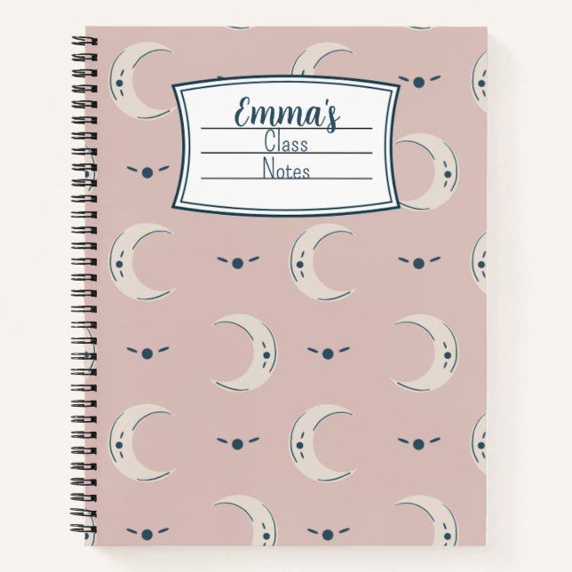 Cuaderno Personalized Moon Pattern Spiral Notebook 8.5x11 (Anverso)