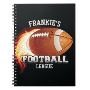Cuaderno Personalized NAME American Football Flames Sports