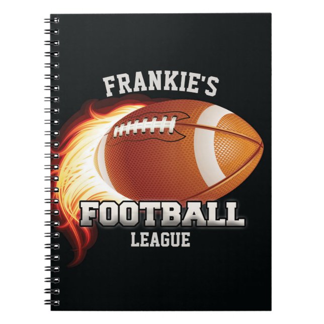 Cuaderno Personalized NAME American Football Flames Sports (Frente)