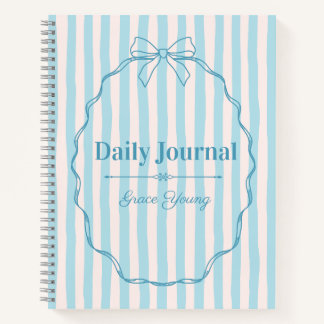 Cuaderno Personalized Name Custom Blue Ribbon  Elegant