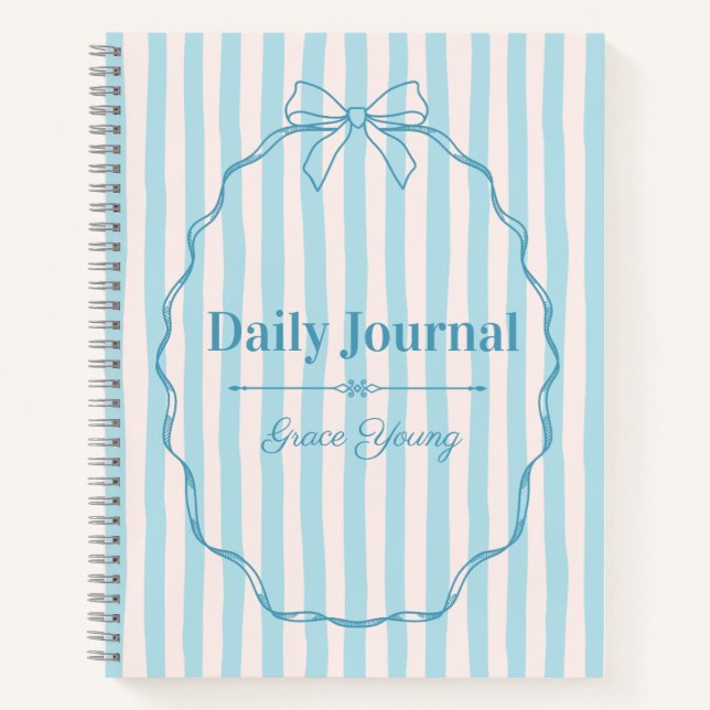 Cuaderno Personalized Name Custom Blue Ribbon  Elegant (Anverso)