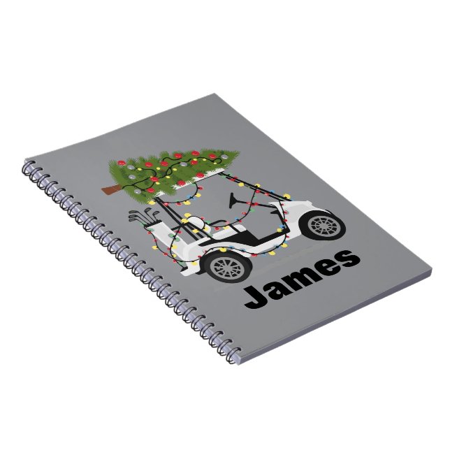 Cuaderno Personalized Name Golfer Christmas Golf Cart Xmas  (Lado Derecho)