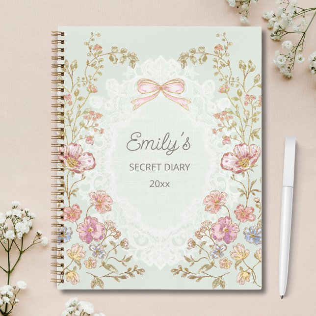 Cuaderno Personalized Name Pretty Vintage Floral Diary (In situ)