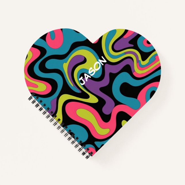 Cuaderno Personalized Neon Abstract Pattern — Retro Design (Anverso)