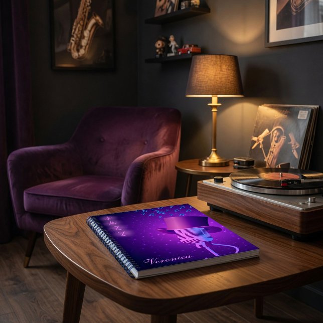 Cuaderno Personalized Neon Jazz Music Spiral Notebook (Subido por el creador)