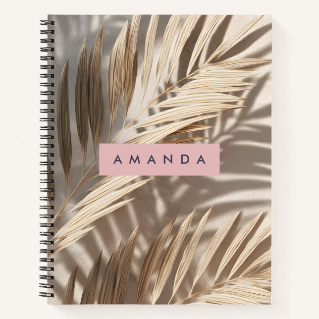 Cuaderno Personalized Neutral Palm Shadows Tropical (Anverso)