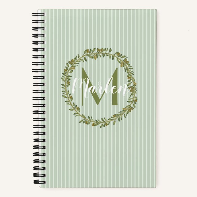 Cuaderno Personalized Olive Wreath Monogram  (Anverso)