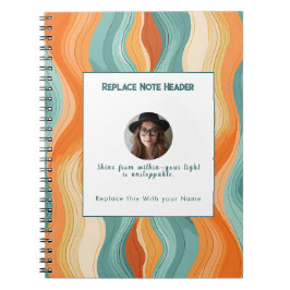 Cuaderno Personalized Orange and Teal Wave Patterned