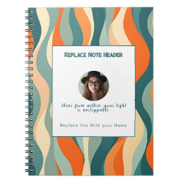 Cuaderno Personalized Orange and Teal Wave Patterned