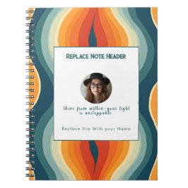 Cuaderno Personalized Orange and Teal Wave Patterned