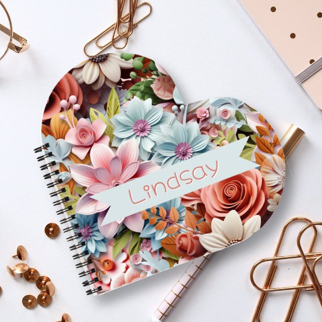Cuaderno Personalized Paper Flowers spiral bound heart (Subido por el creador)