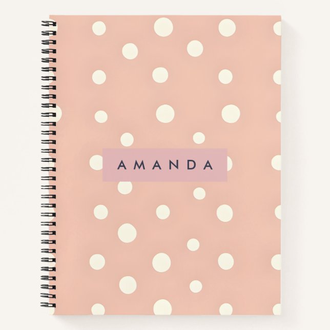 Cuaderno Personalized Pastel Cream Dots on Blush (Anverso)