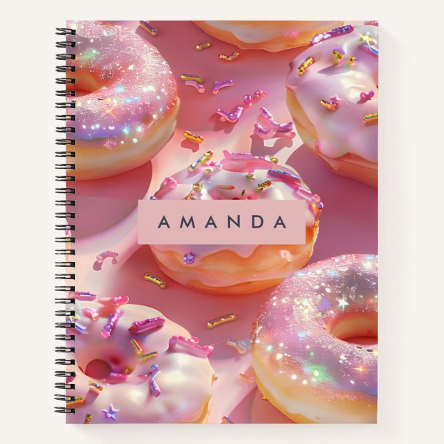 Cuaderno Personalized Pastel Glittering Pink Donut Dream (Anverso)