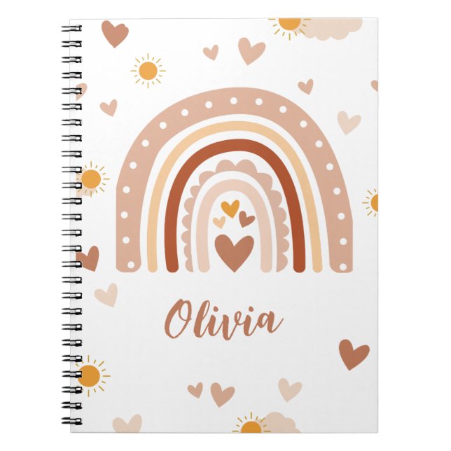 Cuaderno Personalized Pastel Rainbow Spiral Notebook  (Frente)