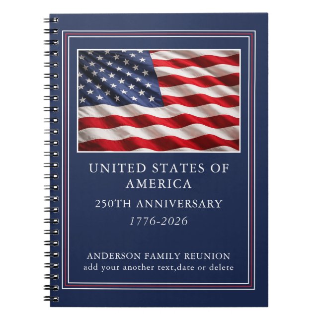 Cuaderno Personalized Patriotic USA 250th Anniversary  (Frente)