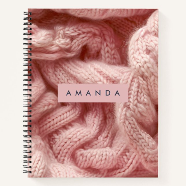 Cuaderno Personalized Personalized Pink Cable Knit  (Anverso)