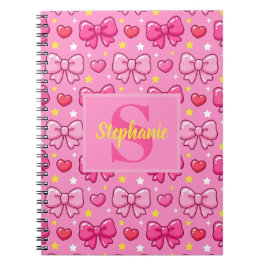 Cuaderno Personalized Pink Bows Hearts Stars