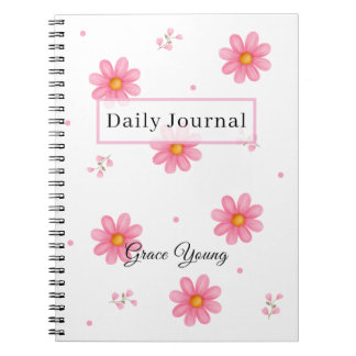 Cuaderno Personalized Pink Daisy Daily Journal Custom Name