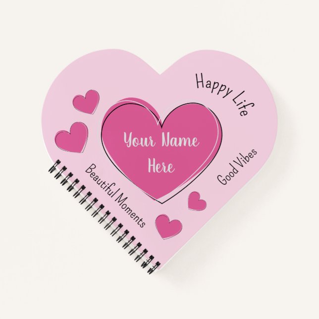 Cuaderno Personalized Pink Heart Notebook & Sketchbook (Anverso)