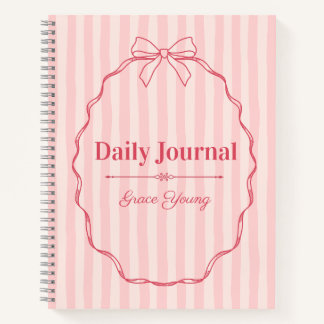 Cuaderno Personalized Pink Ribbon Name Custom Elegant