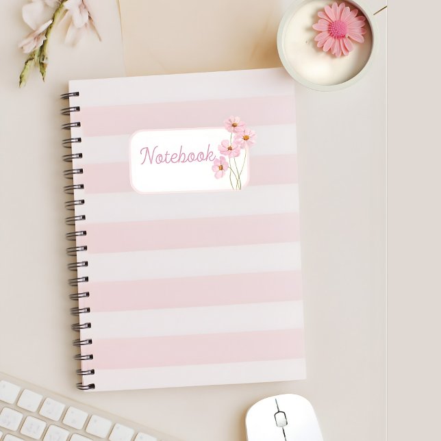 Cuaderno Personalized Pink Stripe Floral Spiral Notebook (Subido por el creador)
