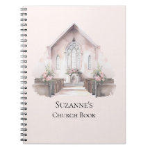 Personalized Pink Watercolor Church Book