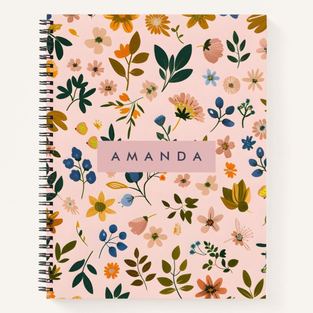 Cuaderno Personalized Playful Wildflower in Peach (Anverso)