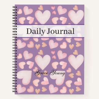 Cuaderno Personalized Purple Heart Daily Journal Custom