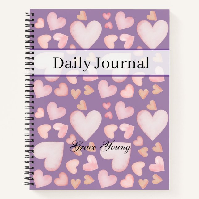 Cuaderno Personalized Purple Heart Daily Journal Custom (Anverso)