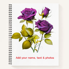 Cuaderno Personalized Purple Rose Notebook | Add Your Name