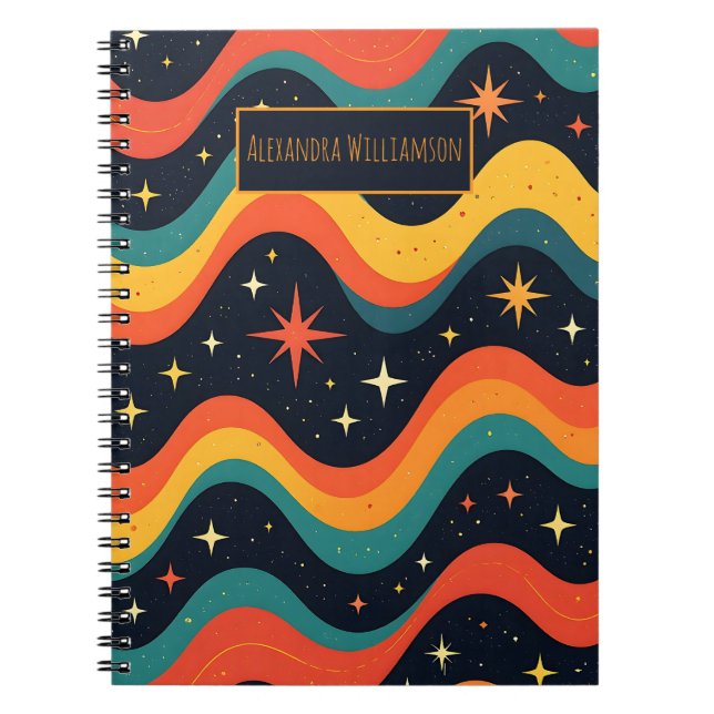 Cuaderno Personalized Retro Cosmic Waves Notebook (Frente)