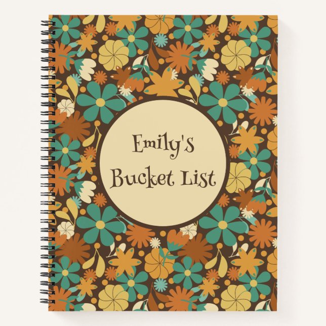 Cuaderno Personalized Retro Flower Power Spiral Journal (Anverso)
