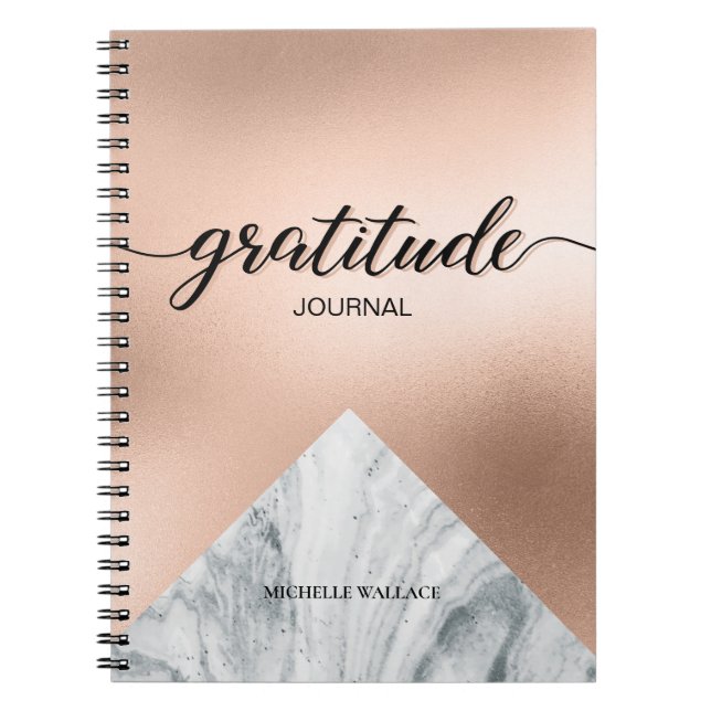 Cuaderno Personalized Rose gold Marble Gratitude Journal (Frente)