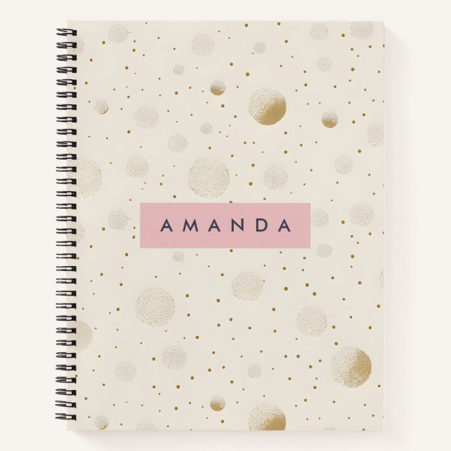 Cuaderno Personalized Soft Gold Polka Dot Minimalist Style (Anverso)