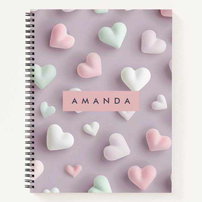 Cuaderno Personalized Soft Pastel Candy Hearts (Anverso)