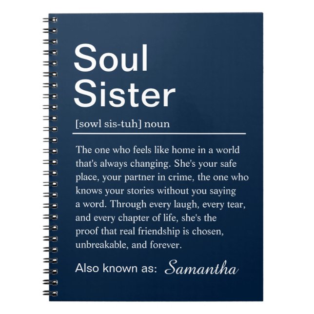 Cuaderno Personalized Soul Sister Definition Navy Blue (Frente)