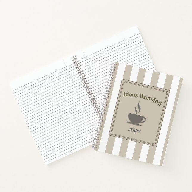 Cuaderno Personalized Striped Khaki "Ideas Brewing" (Interior)