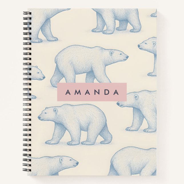 Cuaderno Personalized Stylish Fun Polar Bear Pattern (Anverso)