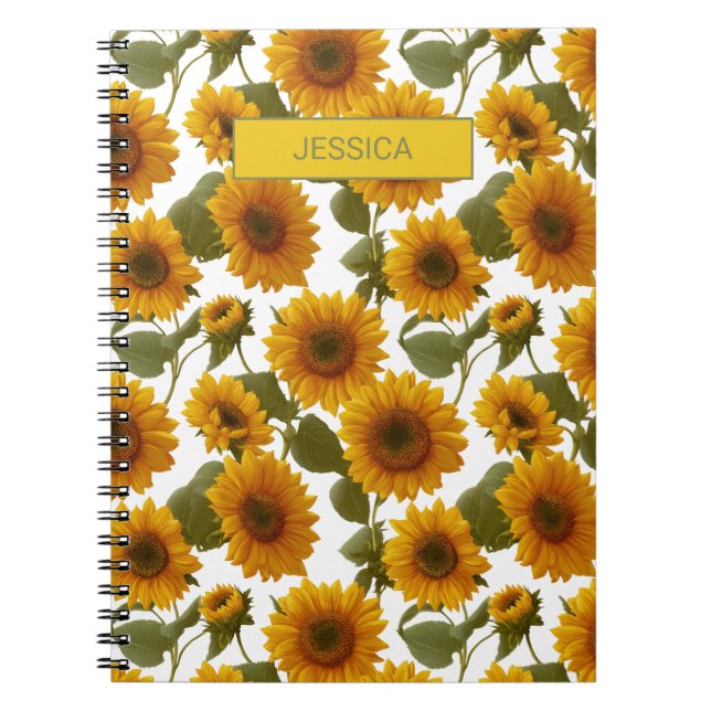 Cuaderno Personalized Sunflower Bloom Floral Pattern Custom (Frente)