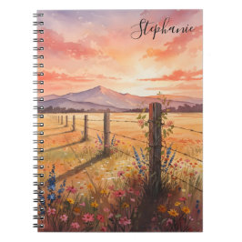Cuaderno Personalized Sunset Wildflower Journal Notebook