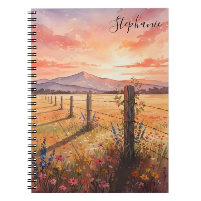 Cuaderno Personalized Sunset Wildflower Journal Notebook (Frente)