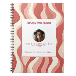 Cuaderno Personalized Terra Cota and Cream Wave Patterned