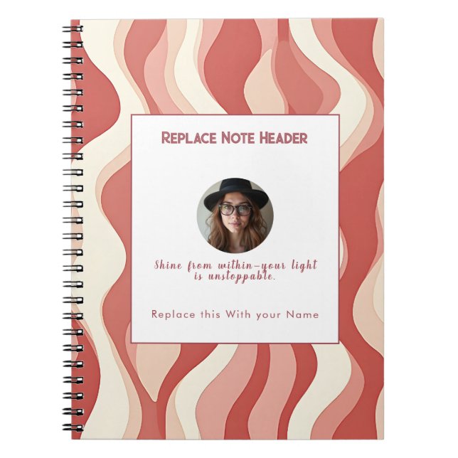 Cuaderno Personalized Terra Cota and Cream Wave Patterned  (Frente)