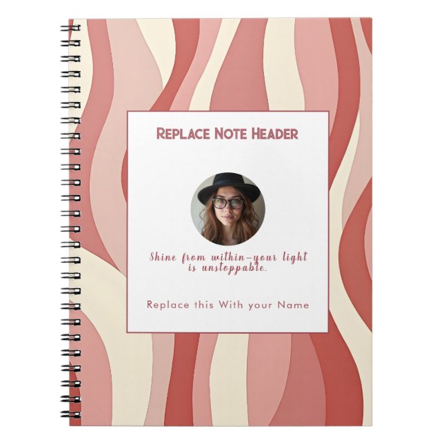 Cuaderno Personalized Terra Cota and Cream Wave Patterned  (Frente)
